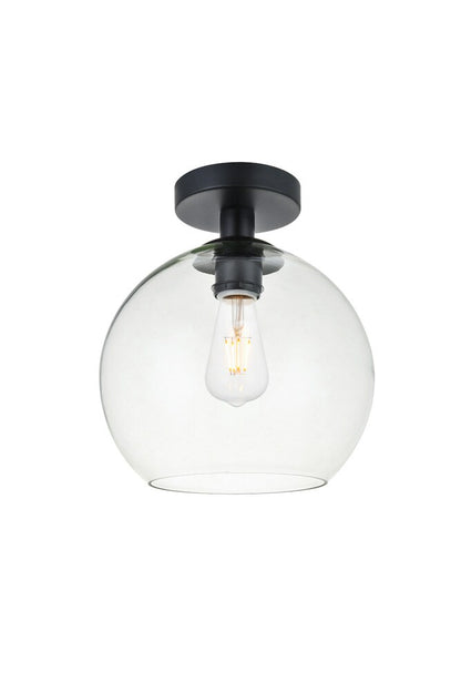 Elegant Furniture & Lighting - Baxter 1 Light Black Flush Mount With Clear Glass - LD2210BK veiw 3
