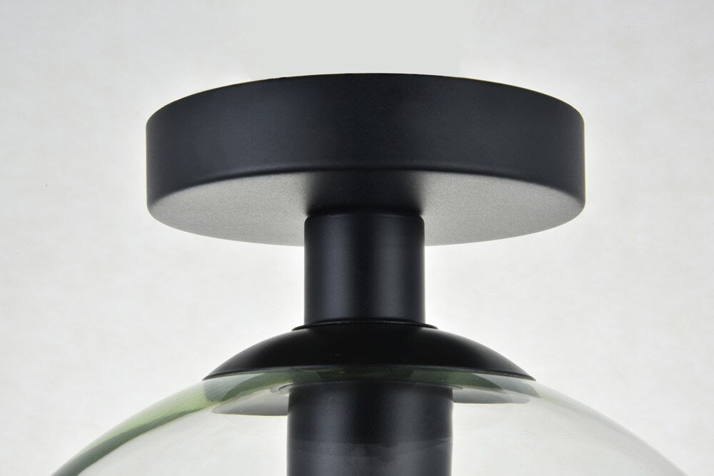 Elegant Furniture & Lighting - Baxter 1 Light Black Flush Mount With Clear Glass - LD2210BK veiw 6