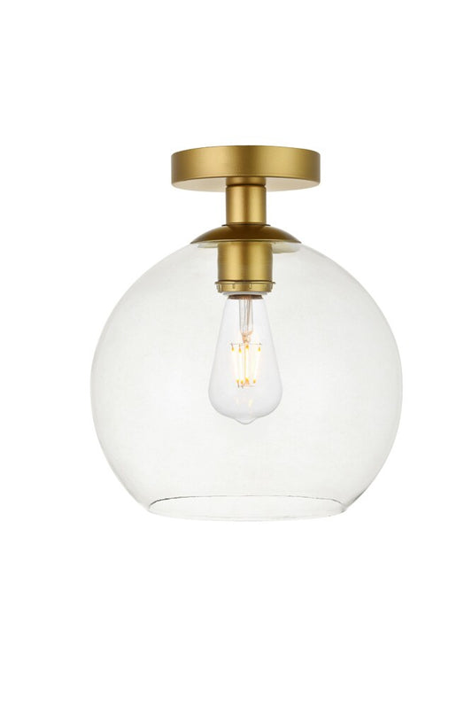 Elegant Furniture & Lighting - Baxter 1 Light Brass Flush Mount With Clear Glass - LD2210BR veiw 1