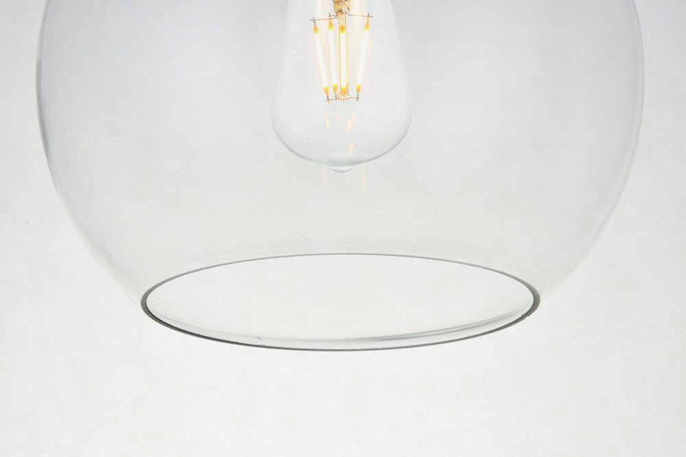 Elegant Furniture & Lighting - Baxter 1 Light Brass Flush Mount With Clear Glass - LD2210BR veiw 4