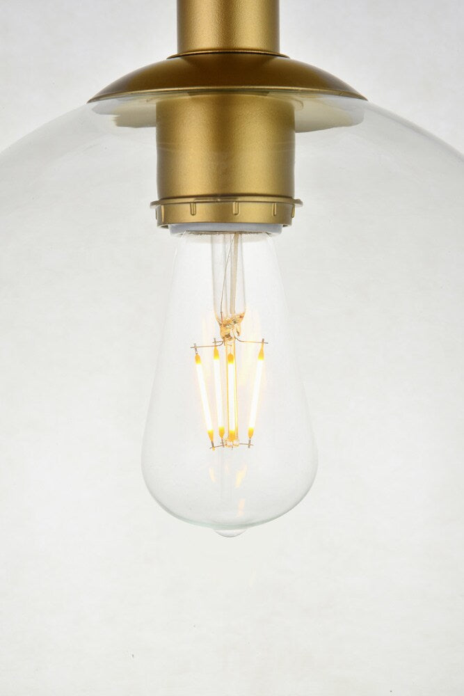 Elegant Furniture & Lighting - Baxter 1 Light Brass Flush Mount With Clear Glass - LD2210BR veiw 5