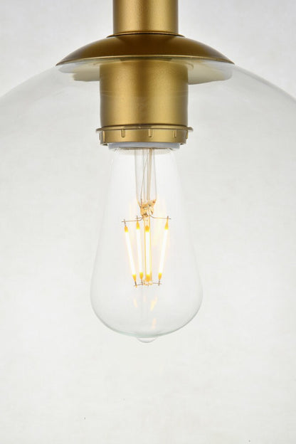 Elegant Furniture & Lighting - Baxter 1 Light Brass Flush Mount With Clear Glass - LD2210BR veiw 5