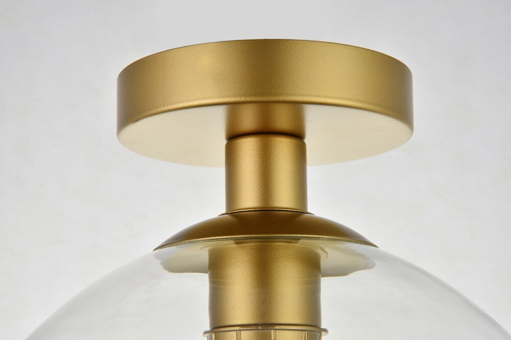 Elegant Furniture & Lighting - Baxter 1 Light Brass Flush Mount With Clear Glass - LD2210BR veiw 6