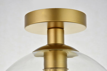 Elegant Furniture & Lighting - Baxter 1 Light Brass Flush Mount With Clear Glass - LD2210BR veiw 6