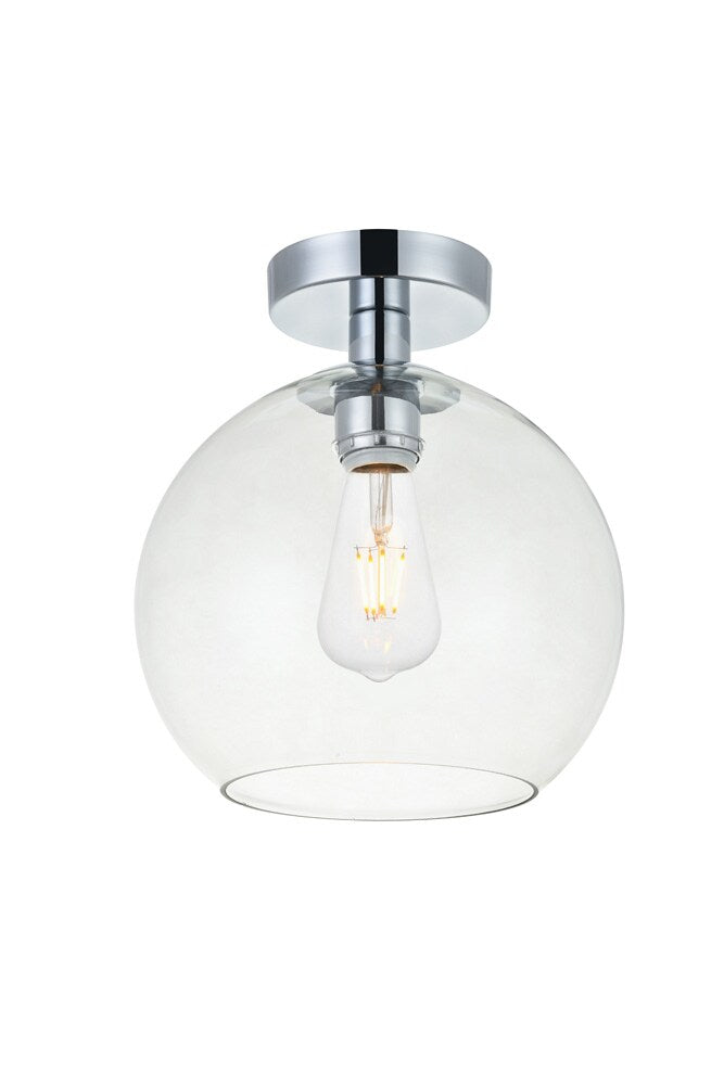 Elegant Furniture & Lighting - Baxter 1 Light Chrome Flush Mount With Clear Glass - LD2210C veiw 3