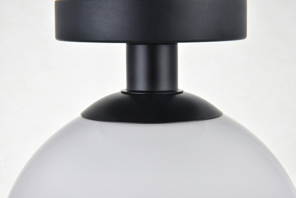 Elegant Furniture & Lighting - Baxter 1 Light Black Flush Mount With Frosted White Glass - LD2205BK veiw 4
