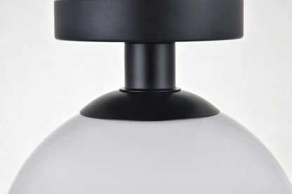 Elegant Furniture & Lighting - Baxter 1 Light Black Flush Mount With Frosted White Glass - LD2205BK veiw 4