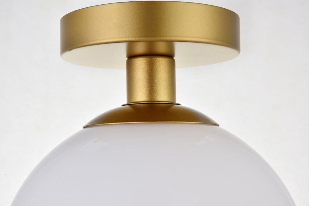 Elegant Furniture & Lighting - Baxter 1 Light Brass Flush Mount With Frosted White Glass - LD2205BR veiw 5