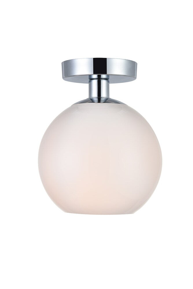 Elegant Furniture & Lighting - Baxter 1 Light Chrome Flush Mount With Frosted White Glass - LD2205C veiw 1