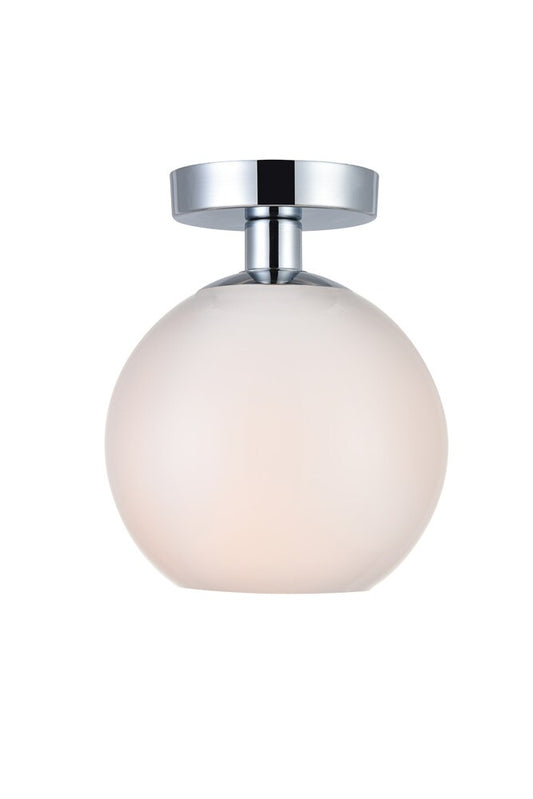 Elegant Furniture & Lighting - Baxter 1 Light Chrome Flush Mount With Frosted White Glass - LD2205C veiw 1