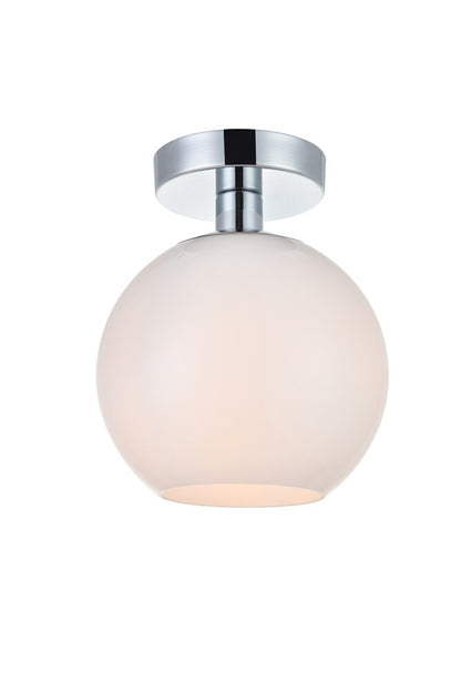 Elegant Furniture & Lighting - Baxter 1 Light Chrome Flush Mount With Frosted White Glass - LD2205C veiw 3