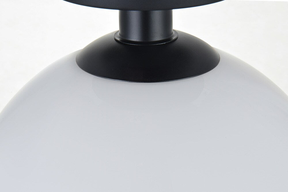 Elegant Furniture & Lighting - Baxter 1 Light Black Flush Mount With Frosted White Glass - LD2211BK veiw 6