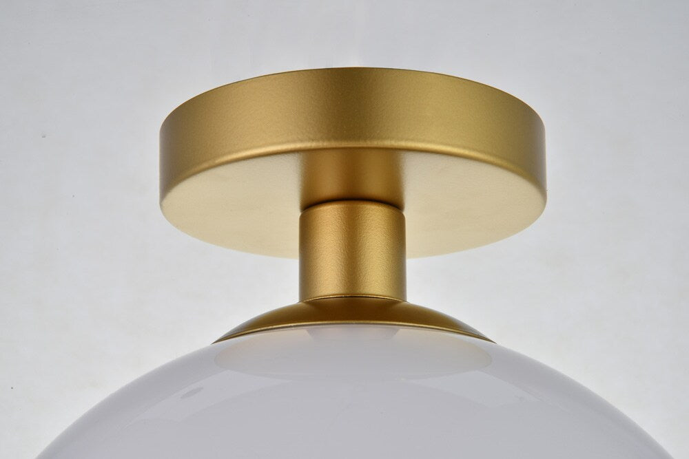 Elegant Furniture & Lighting - Baxter 1 Light Brass Flush Mount With Frosted White Glass - LD2211BR veiw 4