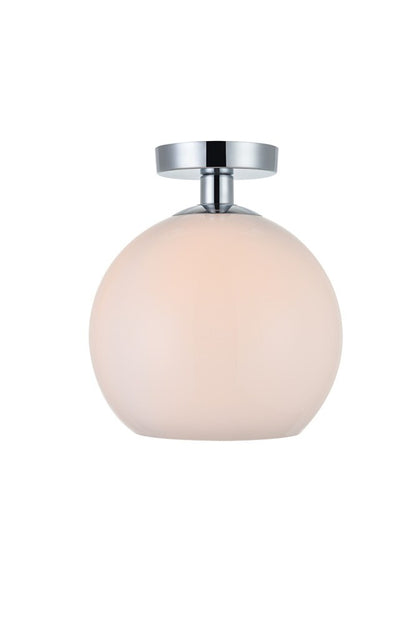 Elegant Furniture & Lighting - Baxter 1 Light Chrome Flush Mount With Frosted White Glass - LD2211C veiw 1