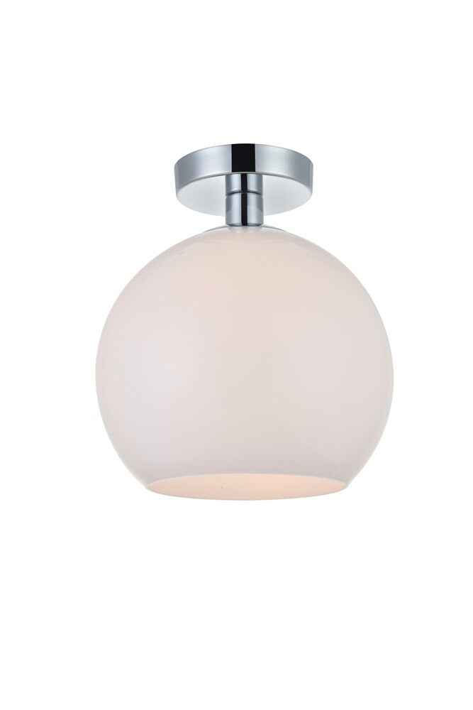 Elegant Furniture & Lighting - Baxter 1 Light Chrome Flush Mount With Frosted White Glass - LD2211C veiw 2