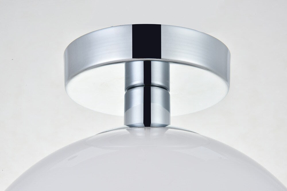 Elegant Furniture & Lighting - Baxter 1 Light Chrome Flush Mount With Frosted White Glass - LD2211C veiw 5