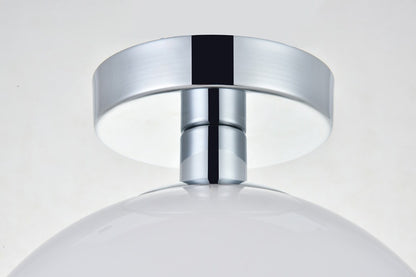 Elegant Furniture & Lighting - Baxter 1 Light Chrome Flush Mount With Frosted White Glass - LD2211C veiw 5