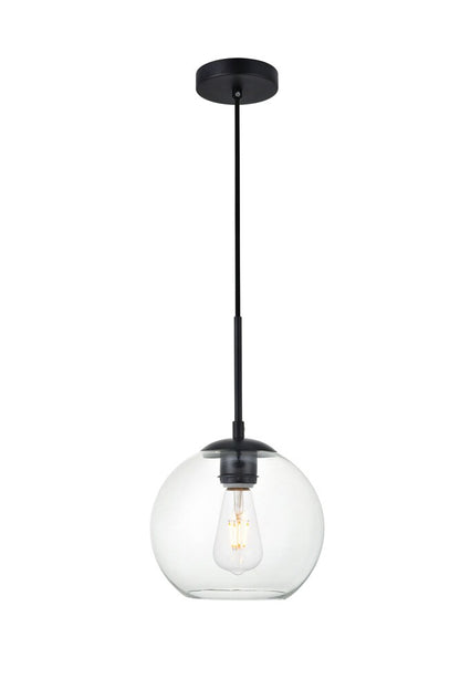 Elegant Furniture & Lighting - Baxter 1 Light Black Pendant With Clear Glass - LD2206BK veiw 1