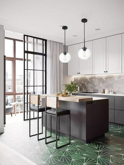 Elegant Furniture & Lighting - Baxter 1 Light Black Pendant With Clear Glass - LD2206BK veiw 2