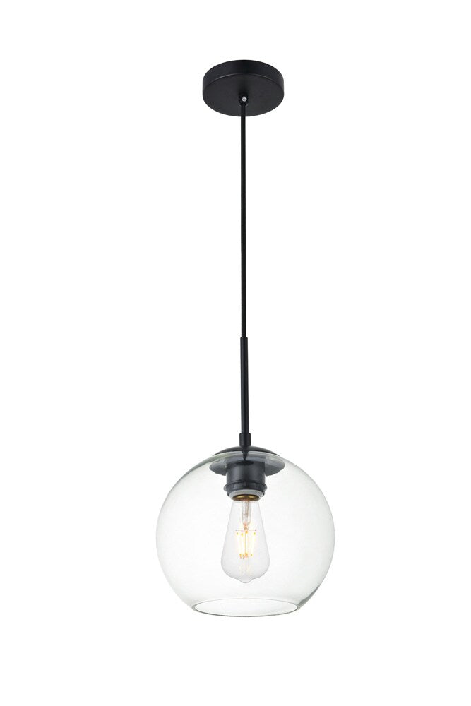 Elegant Furniture & Lighting - Baxter 1 Light Black Pendant With Clear Glass - LD2206BK veiw 3