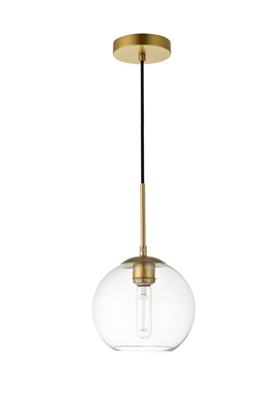 Elegant Furniture & Lighting - Baxter 1 Light Brass Pendant With Clear Glass - LD2206BR veiw 1