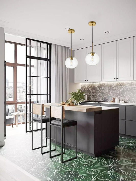 Elegant Furniture & Lighting - Baxter 1 Light Brass Pendant With Clear Glass - LD2206BR veiw 2
