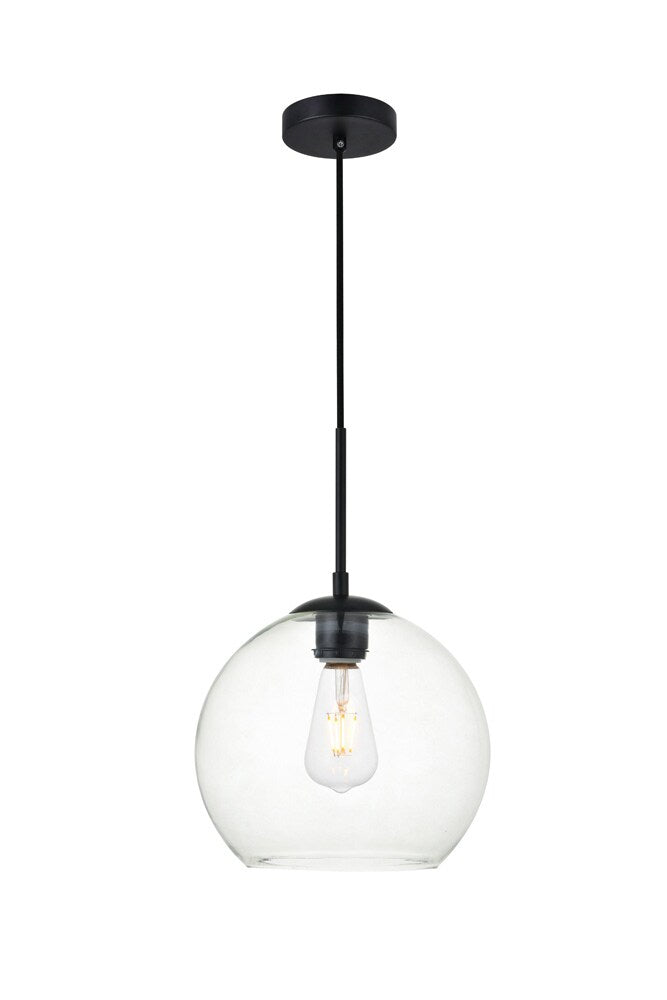 Elegant Furniture & Lighting - Baxter 1 Light Black Pendant With Clear Glass - LD2212BK veiw 1