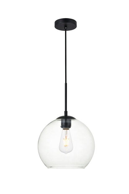 Elegant Furniture & Lighting - Baxter 1 Light Black Pendant With Clear Glass - LD2212BK veiw 1
