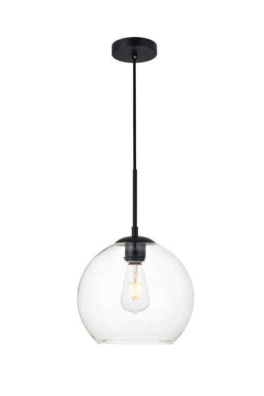 Elegant Furniture & Lighting - Baxter 1 Light Black Pendant With Clear Glass - LD2212BK veiw 1