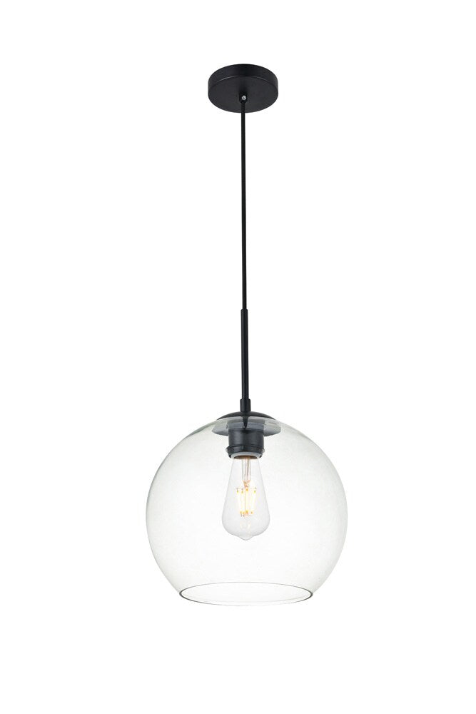 Elegant Furniture & Lighting - Baxter 1 Light Black Pendant With Clear Glass - LD2212BK veiw 2