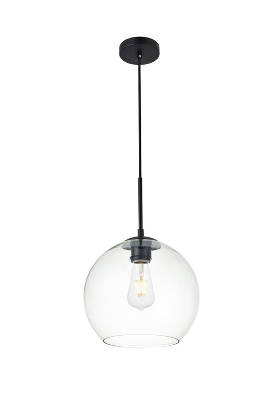 Elegant Furniture & Lighting - Baxter 1 Light Black Pendant With Clear Glass - LD2212BK veiw 2