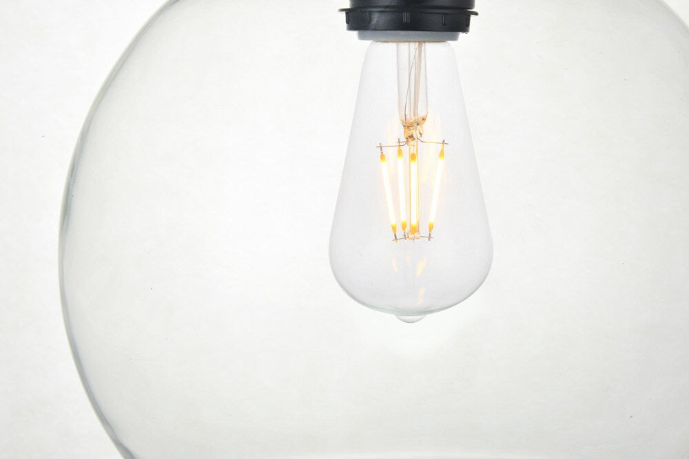 Elegant Furniture & Lighting - Baxter 1 Light Black Pendant With Clear Glass - LD2212BK veiw 4