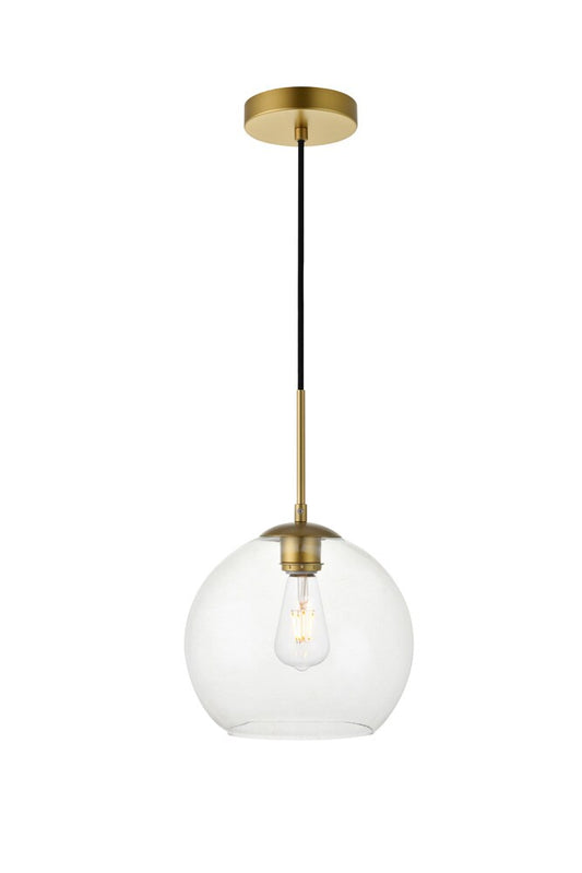 Elegant Furniture & Lighting - Baxter 1 Light Brass Pendant With Clear Glass - LD2212BR veiw 1