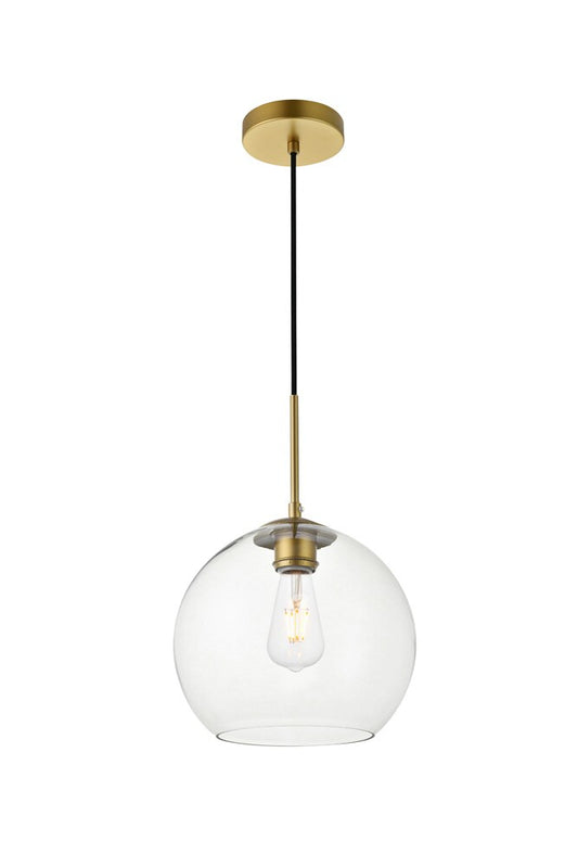 Elegant Furniture & Lighting - Baxter 1 Light Brass Pendant With Clear Glass - LD2212BR veiw 2