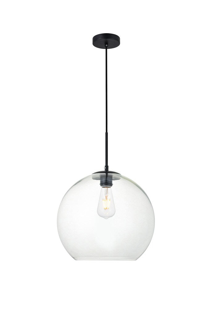 Elegant Furniture & Lighting - Baxter 1 Light Black Pendant With Clear Glass - LD2216BK veiw 1