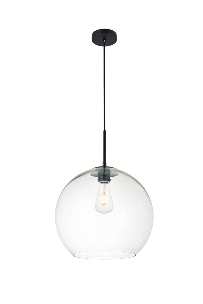 Elegant Furniture & Lighting - Baxter 1 Light Black Pendant With Clear Glass - LD2216BK veiw 3
