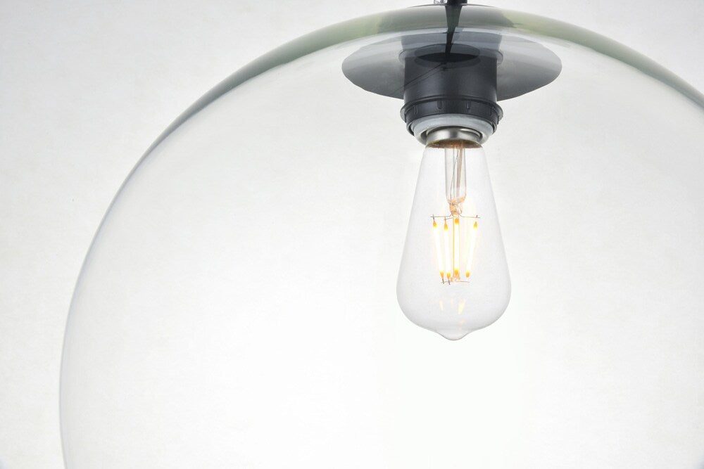 Elegant Furniture & Lighting - Baxter 1 Light Black Pendant With Clear Glass - LD2216BK veiw 5