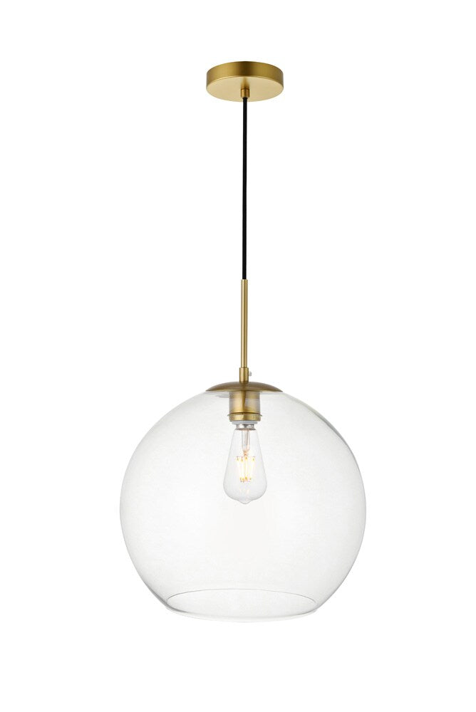Elegant Furniture & Lighting - Baxter 1 Light Brass Pendant With Clear Glass - LD2216BR veiw 1