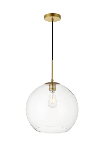 Elegant Furniture & Lighting - Baxter 1 Light Brass Pendant With Clear Glass - LD2216BR veiw 1