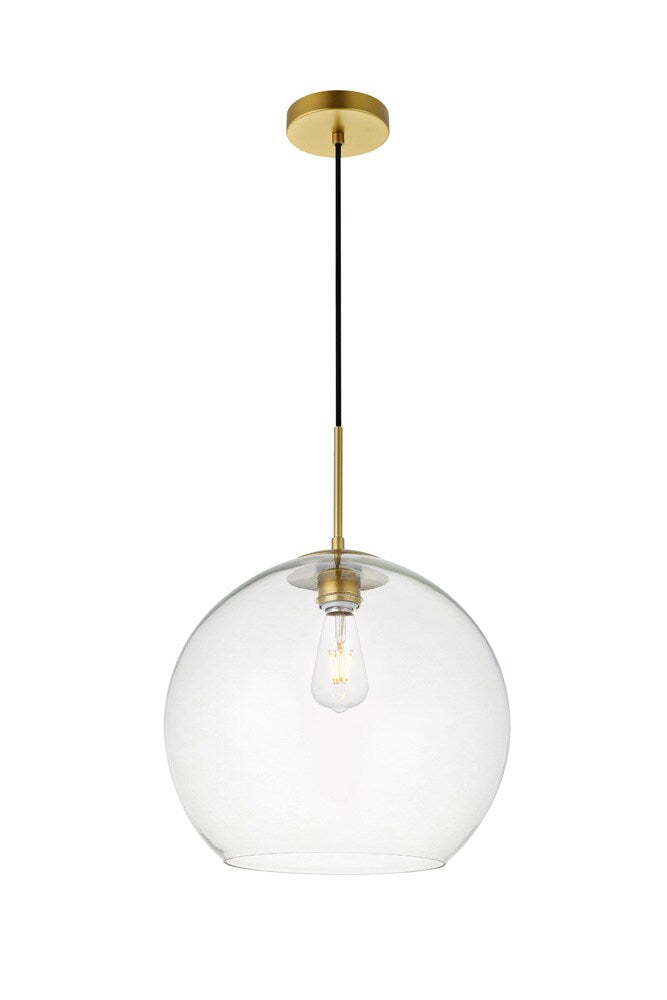 Elegant Furniture & Lighting - Baxter 1 Light Brass Pendant With Clear Glass - LD2216BR veiw 3