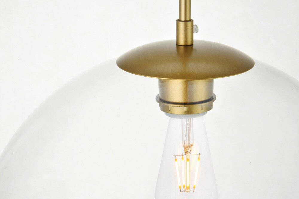Elegant Furniture & Lighting - Baxter 1 Light Brass Pendant With Clear Glass - LD2216BR veiw 5