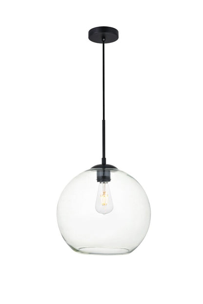 Elegant Furniture & Lighting - Baxter 1 Light Black Pendant With Clear Glass - LD2224BK veiw 1