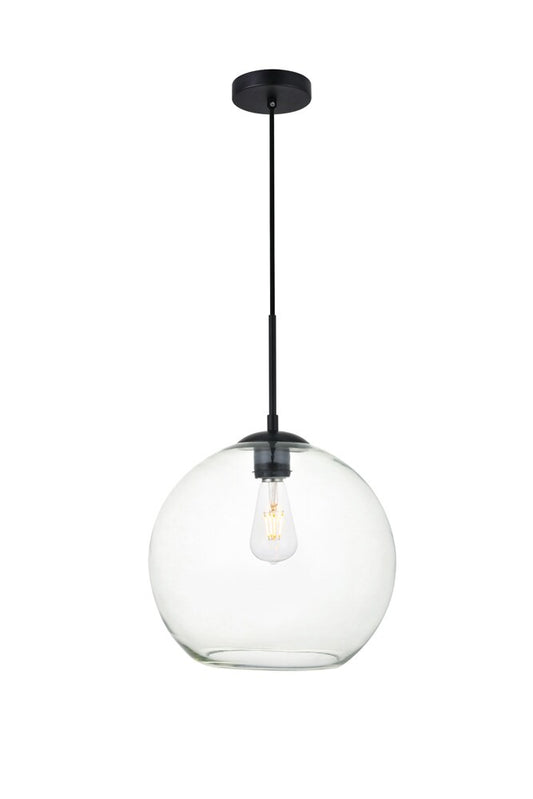 Elegant Furniture & Lighting - Baxter 1 Light Black Pendant With Clear Glass - LD2224BK veiw 1