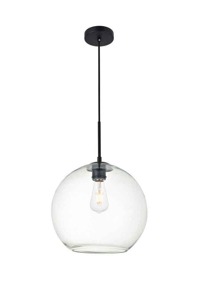 Elegant Furniture & Lighting - Baxter 1 Light Black Pendant With Clear Glass - LD2224BK veiw 3