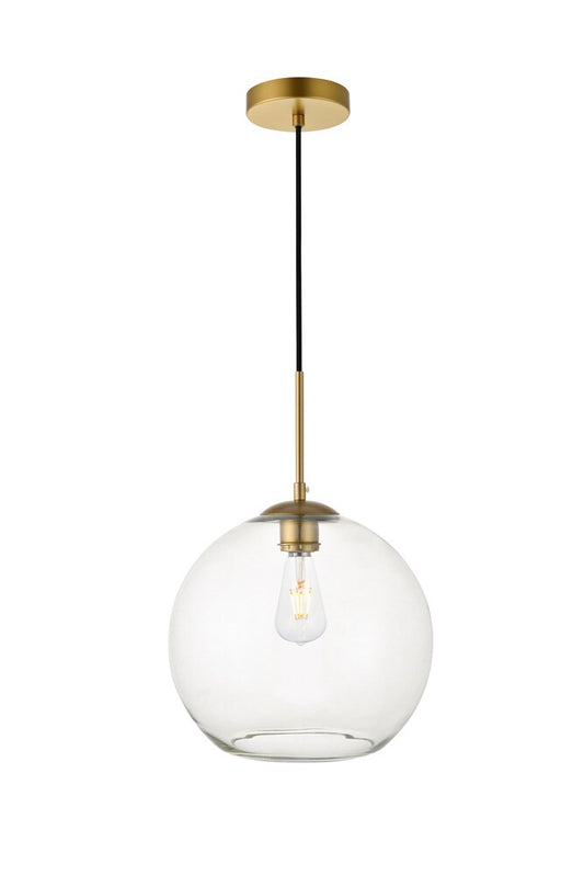 Elegant Furniture & Lighting - Baxter 1 Light Brass Pendant With Clear Glass - LD2224BR veiw 1