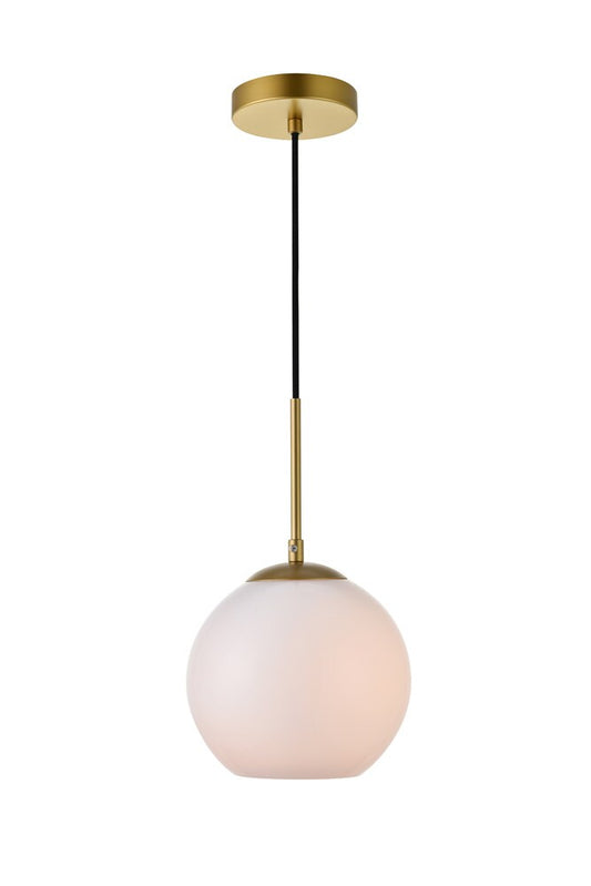 Elegant Furniture & Lighting - Baxter 1 Light Brass Pendant With Frosted White Glass - LD2207BR veiw 1