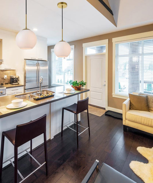 Elegant Furniture & Lighting - Baxter 1 Light Brass Pendant With Frosted White Glass - LD2207BR veiw 2