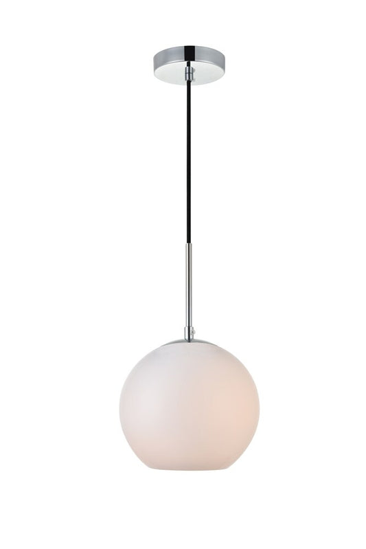 Elegant Furniture & Lighting - Baxter 1 Light Chrome Pendant With Frosted White Glass - LD2207C veiw 1