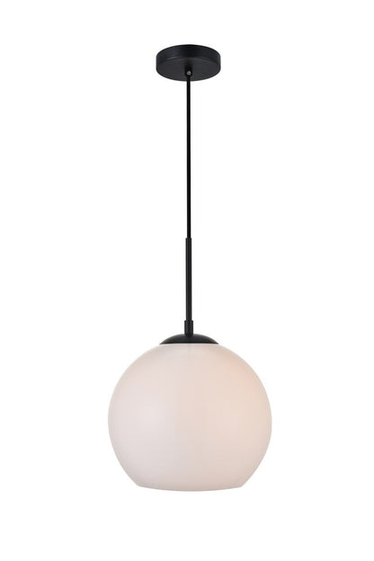 Elegant Furniture & Lighting - Baxter 1 Light Black Pendant With Frosted White Glass - LD2213BK veiw 1