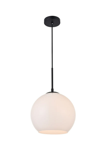 Elegant Furniture & Lighting - Baxter 1 Light Black Pendant With Frosted White Glass - LD2213BK veiw 3